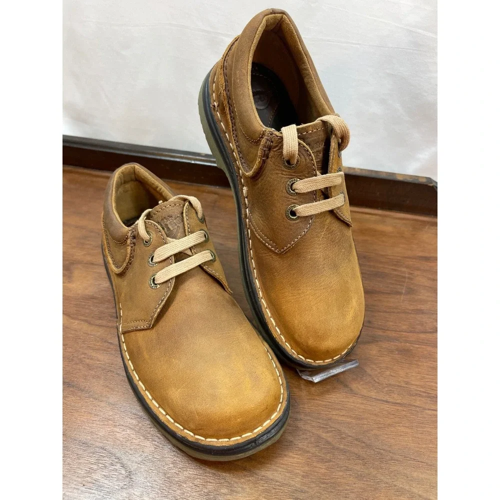 Dr Martens Mens US SZ 7 UK SZ 6  3 Eyelet Oxford Camel Tan Brown Rare EUC Clean